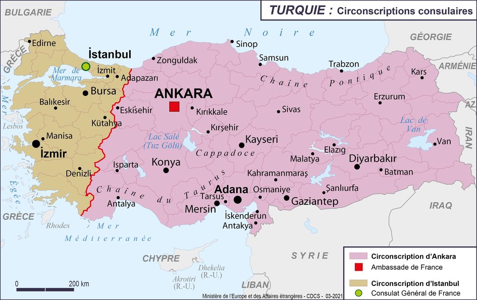 Circonscriptions consulaires françaises en Turquie